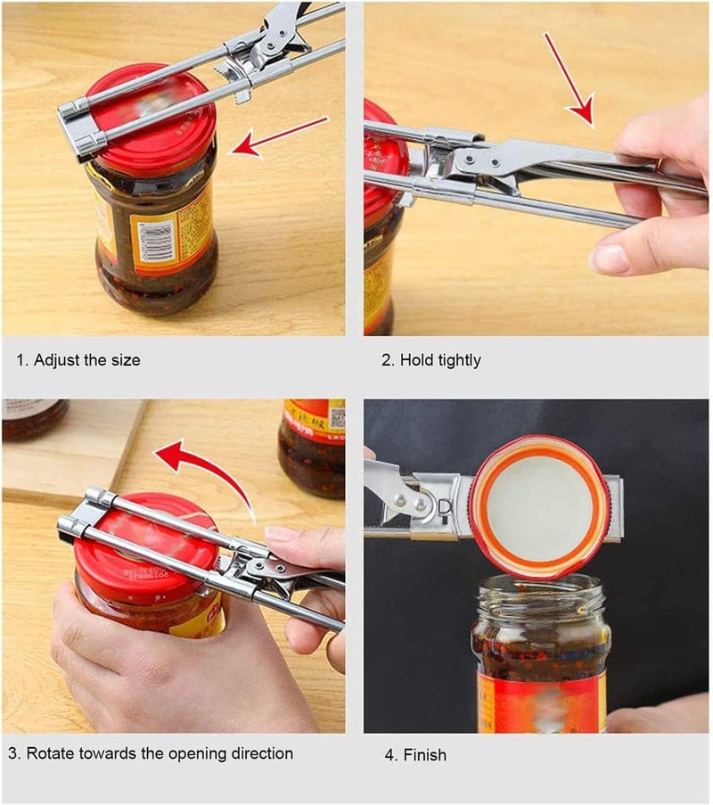 ProCover Jar Opener for Weak Hands, Adjustable Stainless Steel Can Opener, Jar Gripper Tight Lid Opener, Kitchen Gadgets, Easy Jar Opener for the Elderly and Children (A) - Image 2